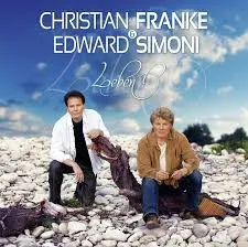 CF Christian Franke - Musiker - Christian Franke und Edward Simoni sitzen im Freien auf Felsen, im Hintergrund sind weiße Wolken und blauer Himmel zu sehen.